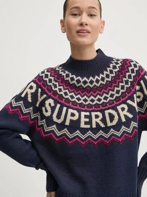 Superdry sweter z domieszką wełny damski kolor granatowy W6110555A-B9R