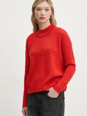 Superdry sweter z domieszką wełny damski kolor pomarańczowy lekki z półgolfem W6110551A-1KC