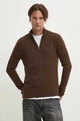 Superdry sweter z domieszką wełny męski kolor brązowy z półgolfem M6110640A-CHB