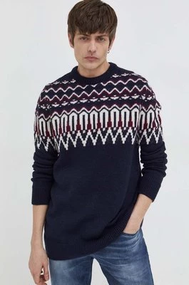 Superdry sweter z domieszką wełny męski kolor granatowy