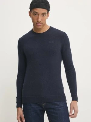 Superdry sweter z domieszką wełny męski kolor granatowy M6110641A-5EJ