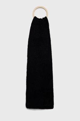 Superdry szalik z domieszką wełny kolor czarny gładki