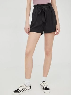 Superdry szorty damskie kolor czarny gładkie high waist