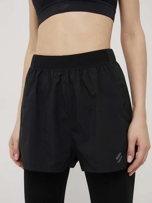 Superdry szorty damskie kolor czarny gładkie high waist