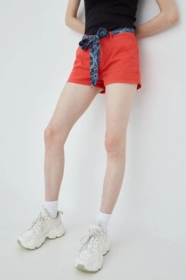 Superdry szorty damskie kolor czerwony gładkie medium waist