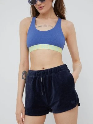 Superdry szorty damskie kolor granatowy gładkie medium waist