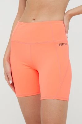 Superdry szorty damskie kolor różowy gładkie high waist