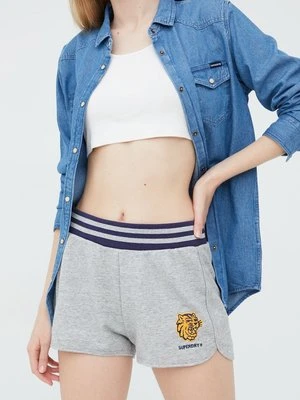 Superdry szorty damskie kolor szary z aplikacją high waist