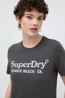 Superdry t-shirt bawełniany damski kolor szary