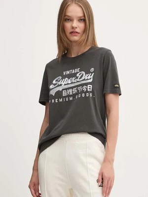 Superdry t-shirt bawełniany damski kolor szary W1011509A-AFB