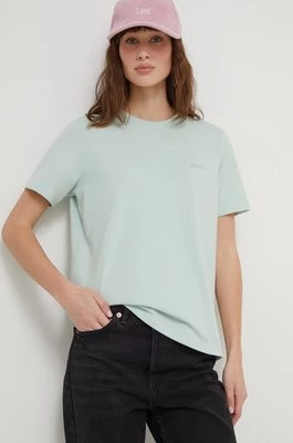 Superdry t-shirt bawełniany damski kolor turkusowy