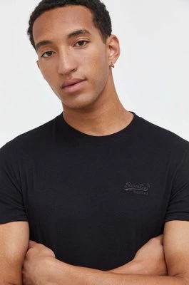 Superdry t-shirt bawełniany kolor czarny gładki