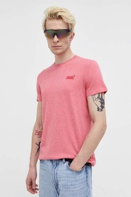 Superdry t-shirt bawełniany kolor różowy z aplikacją