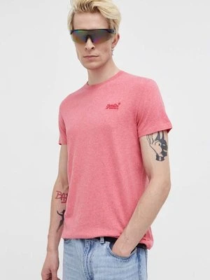 Superdry t-shirt bawełniany kolor różowy z aplikacją