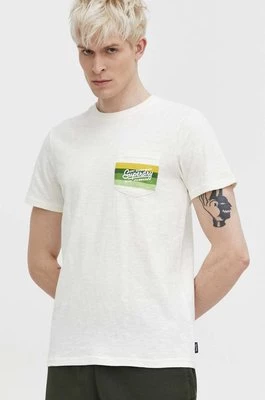Superdry t-shirt bawełniany męski kolor beżowy z nadrukiem