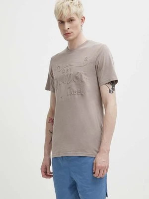 Superdry t-shirt bawełniany męski kolor beżowy z nadrukiem