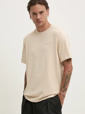 Superdry t-shirt bawełniany męski kolor beżowy z nadrukiem M1012083A-1YP