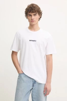 Superdry t-shirt bawełniany męski kolor biały z aplikacją M1012028A-T7X