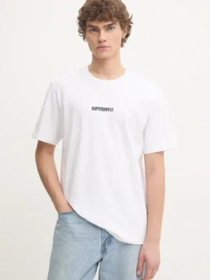 Superdry t-shirt bawełniany męski kolor biały z aplikacją M1012028A-T7X