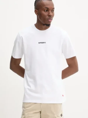 Superdry t-shirt bawełniany męski kolor biały z aplikacją M1012131A-U4Y