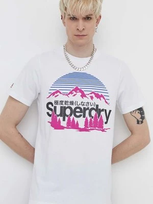 Superdry t-shirt bawełniany męski kolor biały z nadrukiem