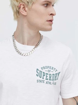 Zdjęcie produktu Superdry t-shirt bawełniany męski kolor biały z nadrukiem