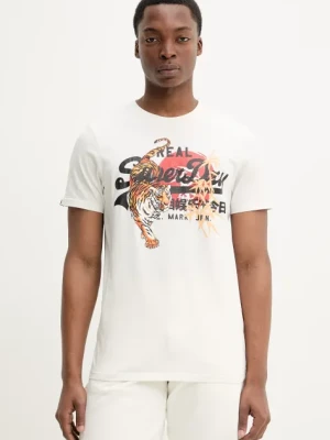 Superdry t-shirt bawełniany męski kolor biały z nadrukiem M1012111A-U4Y