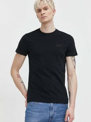 Superdry t-shirt bawełniany męski kolor czarny gładki