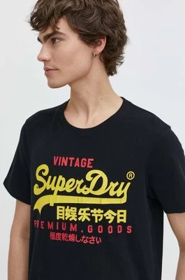 Superdry t-shirt bawełniany męski kolor czarny z nadrukiem