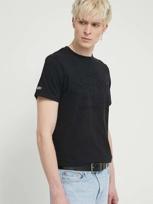 Superdry t-shirt bawełniany męski kolor czarny z nadrukiem