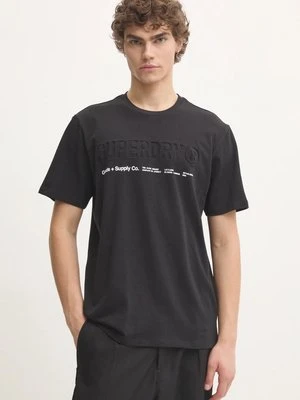 Superdry t-shirt bawełniany męski kolor czarny z nadrukiem M1012029A-02A