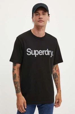 Superdry t-shirt bawełniany męski kolor czarny z nadrukiem M1012032A-02A