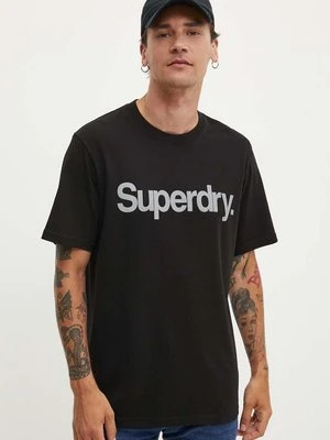 Superdry t-shirt bawełniany męski kolor czarny z nadrukiem M1012032A-02A