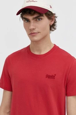 Superdry t-shirt bawełniany męski kolor czerwony z aplikacją