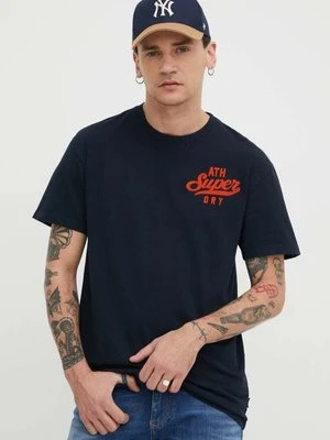 Superdry t-shirt bawełniany męski kolor granatowy z aplikacją