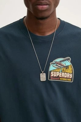 Superdry t-shirt bawełniany męski kolor granatowy z nadrukiem M1012017A-98T