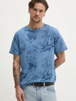 Superdry t-shirt bawełniany męski kolor niebieski wzorzysty M1012315A-F8S