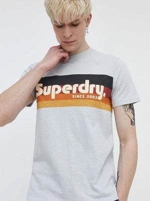 Superdry t-shirt bawełniany męski kolor niebieski z nadrukiem