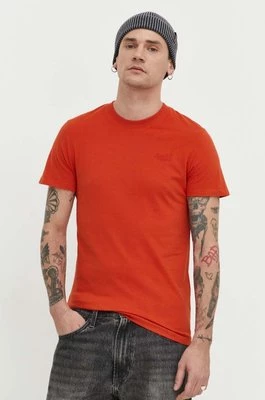 Superdry t-shirt bawełniany męski kolor pomarańczowy gładki