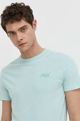Superdry t-shirt bawełniany męski kolor turkusowy melanżowy