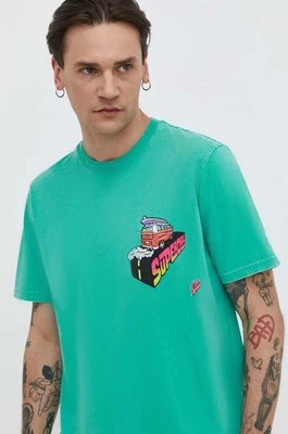 Superdry t-shirt bawełniany męski kolor zielony z nadrukiem