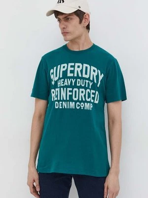 Superdry t-shirt bawełniany męski kolor zielony z nadrukiem