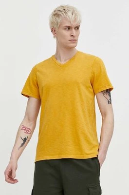 Superdry t-shirt bawełniany męski kolor żółty gładki