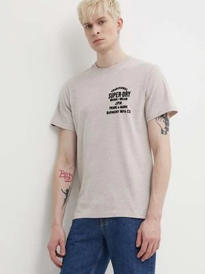 Superdry t-shirt męski kolor beżowy melanżowy