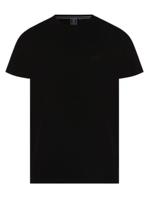 Superdry T-shirt męski Mężczyźni Bawełna czarny jednolity,