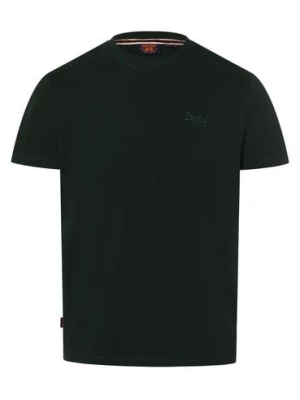 Superdry T-shirt męski Mężczyźni Bawełna zielony jednolity,