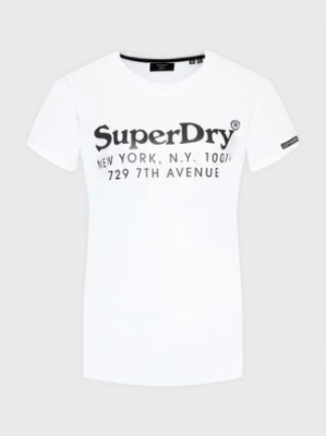 Superdry T-Shirt Vintage Venue Interest W1010844A Biały Regular Fit