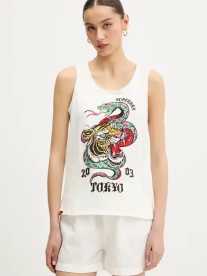 Superdry top bawełniany kolor beżowy W6012044A-E8V