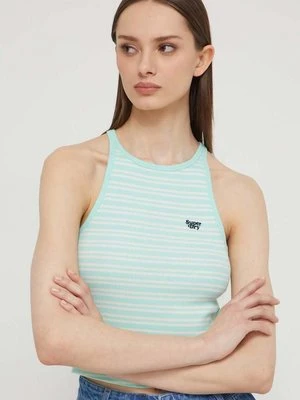 Superdry top bawełniany kolor zielony