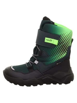 superfit Skórzane botki zimowe "Rocket" w kolorze czarno-zielonym rozmiar: 40